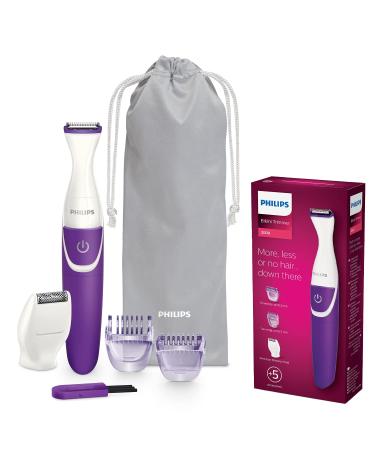 Philips BikiniGenie BRT383/15 - Handy Bikini Trimmer for Trimming Shaving and Styling The Bikini Zone with Comb attachments and Shaving Heads - for Effortless Hair Removal Violet Pack of 1