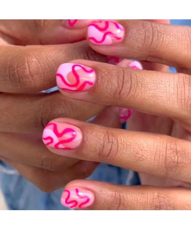 Short False Nails with Designs | Glue On Nails Cute Stick On Short Fake Nails Press On Design Nails Artificial Full Stick On Nails Full Acrylic Nails Lambo - Buy Online on GoSupps.com