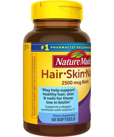 2500 mcg Biotin Softgels - 60 Count for Healthy Hair, Skin & Nails - Buy Online on GoSupps.com