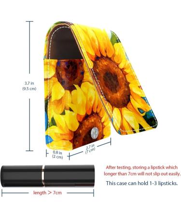 Travel Lipstick Organizer Case | Portable Makeup Bag with Mirror | Watercolor Sunflower Design | Shop Internationally - Buy Online on GoSupps.com