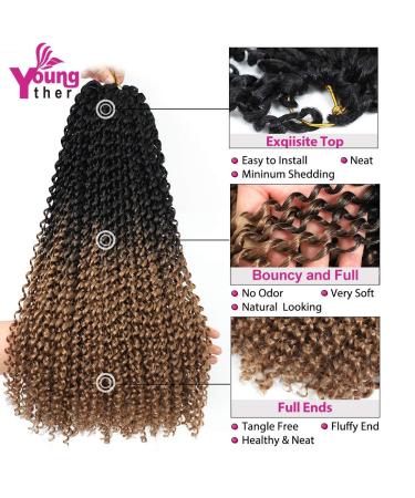 Youngther 7 Packs 154 Strands Passion Twist Hair for Butterfly Locs Crochet - 18 Water Wave Synthetic Bohemian Ombre Braiding Hair - Perfect Gift for Women - Buy Online on GoSupps.com
