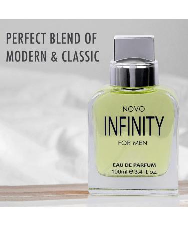 Novo Infinity for Men - 3.4 Fluid Ounce Eau De Parfum Spray for Men - Refreshing Citrusy & Floral Top Notes with Subtle Woody Undertones Smell Fresh All Day Long Gift for Men for All Occasions - Buy Online on GoSupps.com