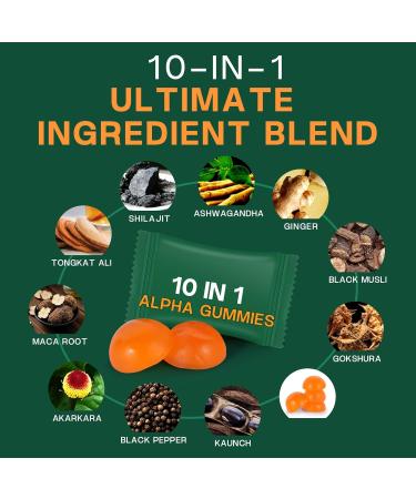 10-in-1 Alpha Shilajit Gummies for Men & Women 4000mg No Added Sugar Ashwagandha Gokshura 75%+ Fulvic Acid & 85+ Trace Minerals Non-GMO 100% Natural (60 Gummy) - Buy Online on GoSupps.com