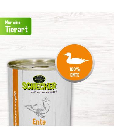 Schecker - 100% PUR Duck - Wet Dog Food - 6 x 410 g - Grain Free - Canned Food - Dog Food - Buy Online on GoSupps.com