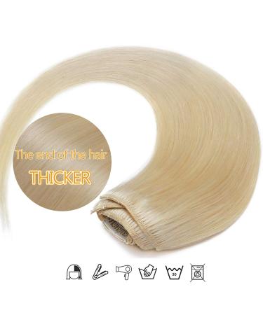 SEGO Clip-In Extensions | Real Remy Human Hair | Platinum Blonde #60 | 18 (45cm) | Heat-Resistant & Smooth | 80g - Buy Online on GoSupps.com