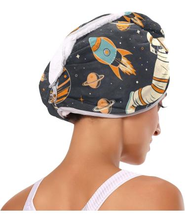 Super Absorbent Astronauts Spaceships Planets Hair Towel 2 Pack - Quick Dry Turbans for Women & Girls - Buy Online on GoSupps.com