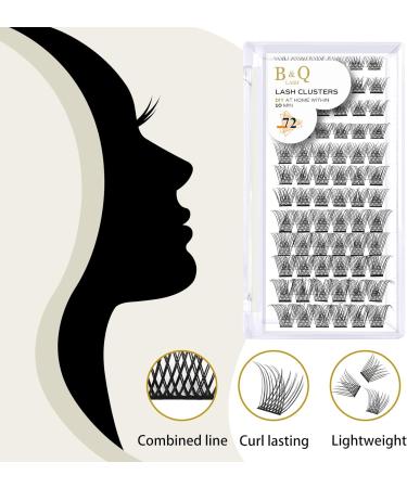 D-16mm Cluster Lashes 72 Clusters | Volume Eyelash Extensions DIY Kit | Soft Wispy Individual Lashes | B&Q Lash Clusters - Buy Online on GoSupps.com