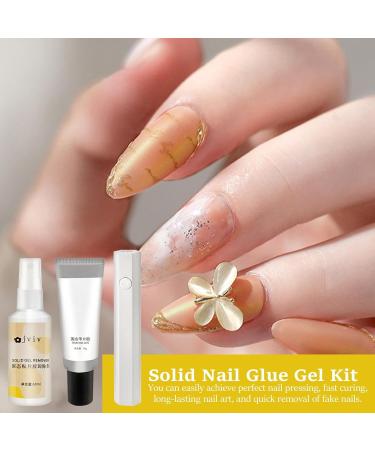 Strong Solid Nail Glue UV Nail Gel - UV Nail Glue Kits Solid Gel for Nails Long-Lasting Easy Application for Nail Salon - Buy Online on GoSupps.com