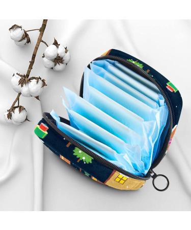 Santa Claus Tree House Pattern Menstruation Pad Bag - Portable Sanitary Napkin Storage for Teens & Women - Buy Online on GoSupps.com