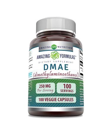 Amazing Formulas DMAE (Dimethylaminoethanol) Supplement | 250 Mg Per Serving | 100 Veggie Capsules | Non-GMO | Gluten Free | Made in USA