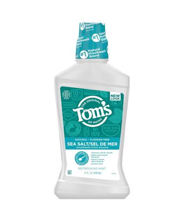 Tom's of Maine Sea Salt Natural Alcohol-Free Mouthwash, Refreshing Mint, 16 Fl Oz (Pack of 3) Refreshing Mint 16 Fl Oz (Pack of 3)