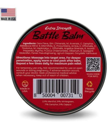 Battle Balm Extra Strength Pain Relief Cream (1.9oz) - Organic Topical Analgesic for Arthritis & Muscle Relief - Professional Grade - Buy Online on GoSupps.com