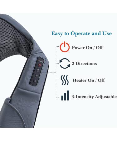 Shiatsu Neck Back Shoulder Massager with Heat - Electric Deep Tissue Massage Pillow for Full Body Relaxation - Home, Office, Car Use - Gray - Buy Online on GoSupps.com