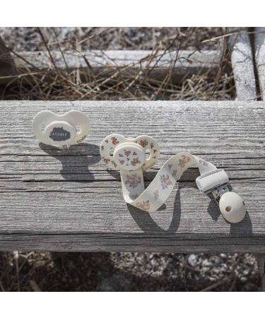 Elodie Details Pacifier Chain 2 Pack - Scandinavian Design for Baby Boys & Girls | Fabric & Wood Clip | Universal Silicone Ring | Autumn Rose & Candy Pink - Buy Online on GoSupps.com