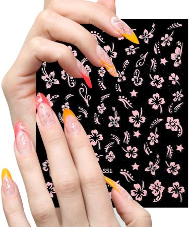 6 Sheets 3D Hibiscus Flower Nail Decals Flower Nail Stickers Self-Adhesive Summer Nail Art Decoration Colorful Flower Pattern Nail Decals Tropical for Women Nail Accessories - Buy Online on GoSupps.com