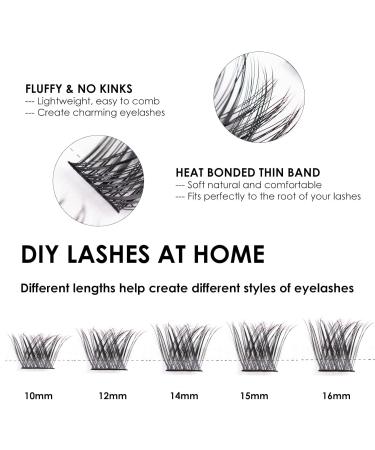 Lanciley Individual Lashes CC Curl DIY Eyelash Extension Kit - 45 Clusters with Glue & Tweezers - Easy to Use for Makeup Beginners - Fluffy Style - Buy Online on GoSupps.com