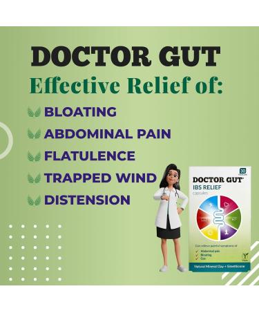 Doctor Gut IBS Relief 30 caps - Natural Clay Formula for Pain, Bloating, Gas & Distension | Drug-Free Solution | Relieves Symptoms of IBS - Buy Online on GoSupps.com