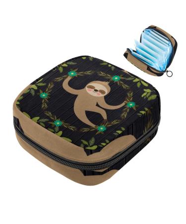 Sweet sloth storage bag for women's bandages large menstrual cup cylinder pocket with zipper periodic inserts bags panty lores tampons for girls and women multi-colored 06