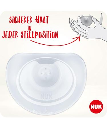 Nuk Stillh tchen - Soft Silicone Breast Shields for Breastfeeding | Size L (24mm) | Protects Nipple Wounds | Includes Protective Can | 2-Pack - Buy Online on GoSupps.com