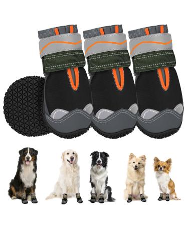 Slowton dog shoes Paw protection 4 pieces of waterproof dog shoes outdoor with non-slip sole reflective Velcro fastener Dog boots for small medium-sized dogs winter (black size 2) size 2: width 4.5 cm h.