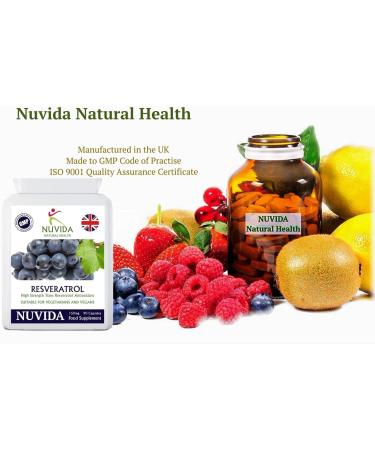 Nuvida Resveratrol Capsules - 90 High Strength Trans-Resveratrol - Antioxidant Supplement - Buy Online on GoSupps.com