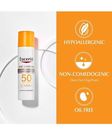 Eucerin Sun Age Defense SPF 50 Face Sunscreen Lotion with Hyaluronic Acid - 2.5 Fl Oz Bottle (White) - Buy Online on GoSupps.com