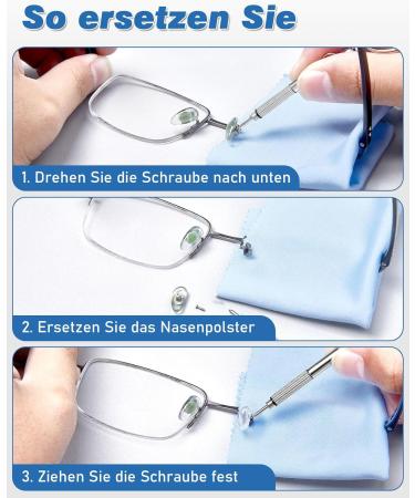 Vastar Glasses Repair Set - 12 Pairs Silicone Nose Pads 24 Screws 3-in-1 Screwdriver Cleaning Cloth & Tweezers | International Shipping - Buy Online on GoSupps.com