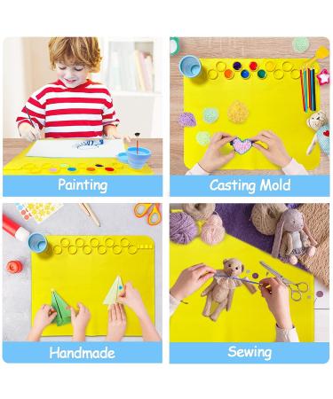 Silicone Painting Mat with Cleaning Cup and 11 Paint Holder - 20'' x 16.5'' Art Mat for Resin Casting, Painting, DIY - Yellow - Buy Online on GoSupps.com