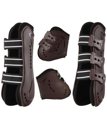 Free gaiters and string caps 4-set gaiters horse with impact protection horse-sports boots neoprene horse tendon ribbon enrollment for jumping riding events dressage m brown m brown - Buy Online on GoSupps.com