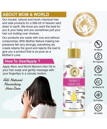 Mom & World Mama's Hair Oil 200ml - 11 Natural Oils for Hair Growth & Nourishment - Buy Online on GoSupps.com