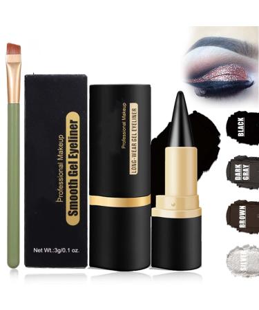 Ayky Long Wear Gel Eyeliner Ayky Eyeliner Natural Black Eyeliner Cream Smokey Eyeshadow Palette Stick Smudge Proof Quick-Drying Matte Create Statement Eye Look (Black)