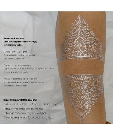 Roarhowl Metallic sparkle temporary tattoos  gold  silver  suitable for all skin tones (silvery 4) - Buy Online on GoSupps.com