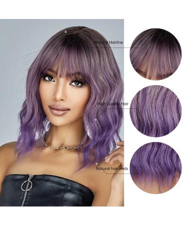 Shop Testar Short Wavy Purple Bob Wigs | Stylish Curly Shoulder-Length Synthetic Wig for Women & Girls - Perfect for Costumes & Daily Wear - Buy Online on GoSupps.com