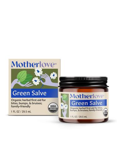 Motherlove Green Salve (1 oz) Family-Friendly Herbal First-Aid Ointment for Bug Bites, Bumps, & BruisesUSDA Certified Organic