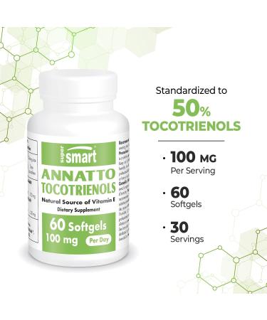 Supersmart Annatto Tocotrienols 100mg - Skin & Heart Health - 60 Softgels - Buy Online on GoSupps.com