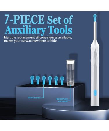 1920P HD Ear Wax Removal Tool with Camera | Soft Silicone Ear Scoop | 6 LED Lights | Compatible with iPhone, iPad, Android | White - Buy Online on GoSupps.com