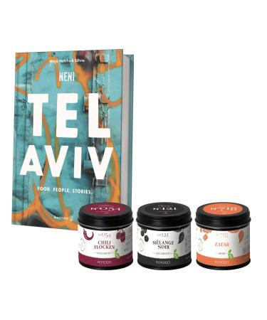 Rimoco spice gift set "Tel Aviv" - Set Content: Neni Tel Aviv cookbook organic chilli flakes 50G Bio M lange Noir 60G and Bio Zatar 50g Set: "Tel Aviv"