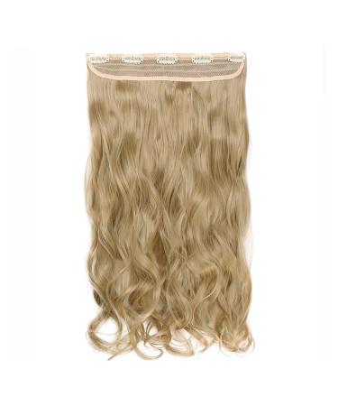 Hair Extensions Synthetic Hair Extensions 24Inch Hair ExtensionsLong Wavy Women Clip In One Piece Hair Extensions Black Brown Fake clip Hairpiece for women Hair Pieces(Ash blonde) 24inches Ash blonde