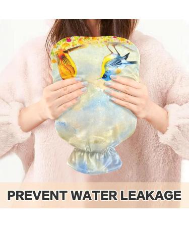 NAANLE Hot Water Bottle with Cover - Watercolor Birds 1L for Pain Relief & Heat Therapy - Transparent Design for Back Hand & Feet - Buy Online on GoSupps.com