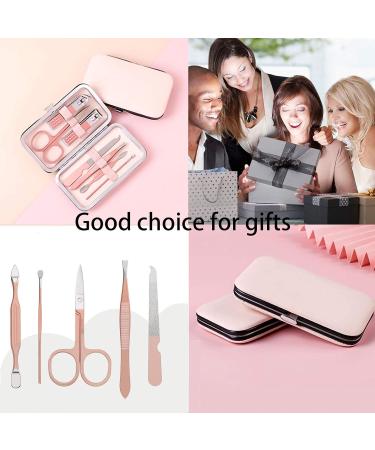 JeoPoom Professional 7-Piece Nail Clipper Set in Pink - Stainless Steel Manicure Pedicure Kit for Travel & Grooming - Buy Online on GoSupps.com