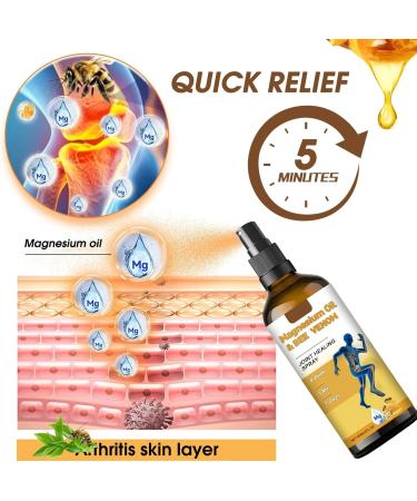 2Pcs Magnesium Oil Bee Venom Joint Healing Spray, Magnesium Oil and Bee Venom Joint Spray, Bee Venom Arthritis Spray for Muscle and Joint Recovery(60ml/2fl.oz) - Buy Online on GoSupps.com