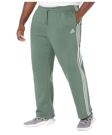 adidas Men's Essentials Fleece Open Hem 3-Stripes Pants Medium Green Oxide/Linen Green