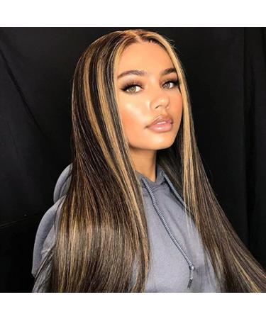 28 Inch Long Straight Highlights Wig for Black Women - Brown Mixed Blonde Synthetic Hair - Heat Resistant Fibre - Ideal for Daily & Party Use - Buy Online on GoSupps.com