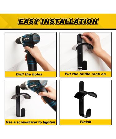 Hicarer 2 Black Horse Bridles with Hooks & Bracket - Stable Storage Solution for Racing & Daily Needs - Buy Online on GoSupps.com