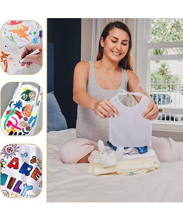 Miiepls 12-Piece Baby Bib Painting Set | Includes 12 Textile Pens & 3 Stencils | Perfect for Baby Shower Games & Parties - Buy Online on GoSupps.com