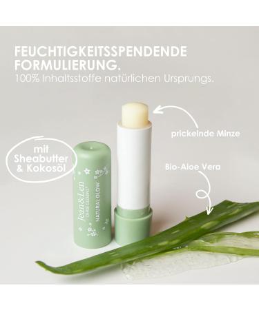 Jean & Len Organic Aloe Vera and Mint Moisturizing Lip Balm Anti-Dryness Lip Care Enriched with Organic Aloe Vera and Shea Butter Palm Oil and Mineral Oil Free Vegan 4.7 g - Buy Online on GoSupps.com