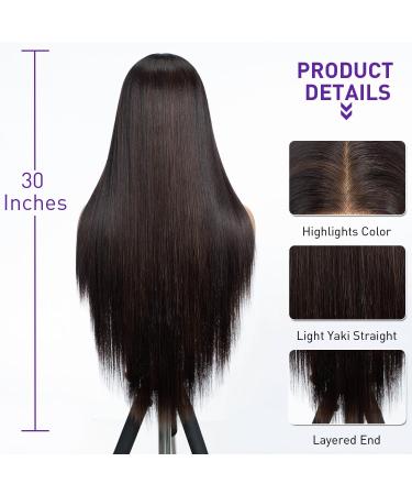 Joedir 13x4 Lace Front Wig - Long Straight Synthetic Hair for Black Women | Light Yaki Hair with Baby Hair & Free Parting | 76 cm F5/6A - Buy Online on GoSupps.com