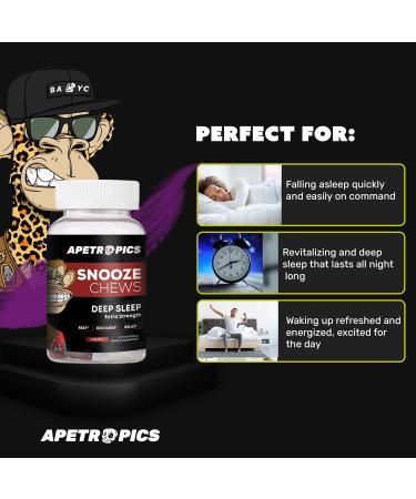 Apetropics Snooze Chews - Deep Sleep Gummy with L-Theanine Chamomile Melatonin Tart Cherry and Magnesium - Cherry Flavor 30 Count - Gluten-Free Vegan Non-GMO and Gelatin-Free - Buy Online on GoSupps.com
