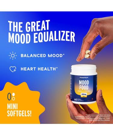 Oceanblue Essentials Mood Food Omega-3 | Triple Strength Fish Oil 1000mg EPA for Mood Support | Burpless Mini Softgels | Heart Health Non-GMO (60 Count) - Buy Online on GoSupps.com