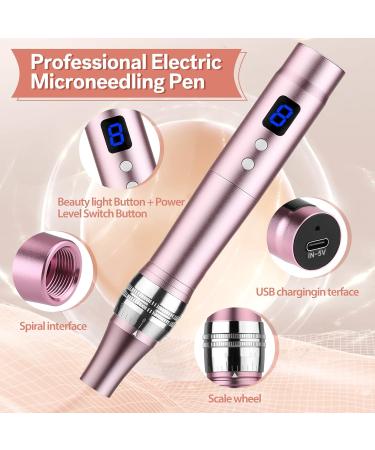 Desnill Dermapen Microneedling Pen - 0-2.5mm with LED Light & Hyaluronic Acid Serum | Anti-Aging Anti-Folds - 12 Needle Cartridges Included - Buy Online on GoSupps.com
